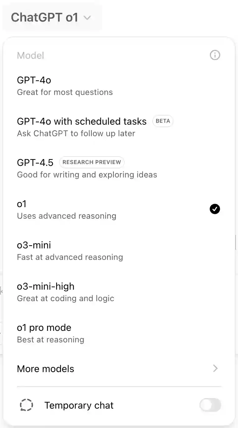 ChatGPT Model Selector