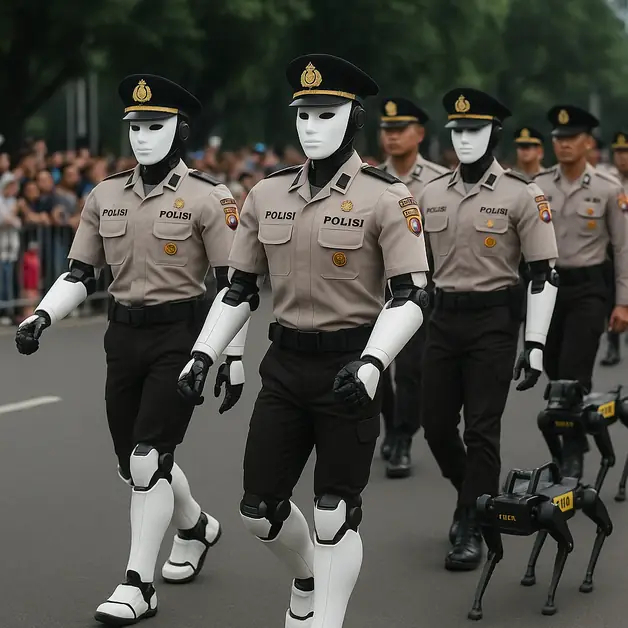 Robot police officers in Indonesia revolutionize security